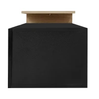 Mobile TV con illuminazione LED, spazio di archiviazione e ripiani in vetro, 170x33x33,5 cm, Colore naturale+Nero(m-10)