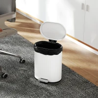 HOMCOM Cubo de basura 12L Pedal contenedor con tapa, pedal, cubeta interior, función Soft-Close, 30 x 25,5 x 37,5 cm, Blanco(m-5)