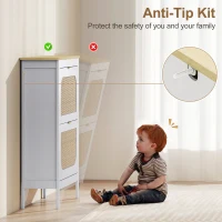 HOMCOM Dulap de pantofi subțire în stil Boho cu 2 sertare rabatabile, pentru 14 perechi de pantofi, Alb(m-7)