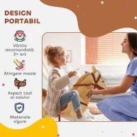 HOMCOM Cal balansoar din pluș pentru copil de la 2 ani, cu efecte sonore, șa și bride 85 cm (lungime) bej(m-7)