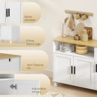 HOMCOM Dulap de Bucătărie cu Uși Amortizate, Compartiment Deschis și 2 Dulapuri Alb(m-7)