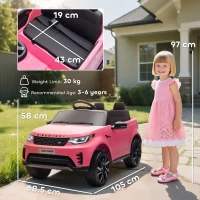 AIYAPLAY Mașinuță Electrică pentru Copii Licență Land Rover cu Faruri LED, Claxon și Telecomandă, 105x68.5x58 cm, Roz(m-3)