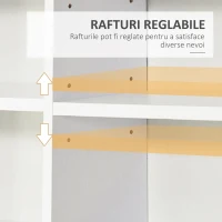 HOMCOM Bibliotecă CD de perete cu 24 de rafturi reglabile, 130,5x89x20 cm, alb(m-5)