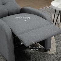 HOMCOM Fotoliu Reclinabil 155° max în Țesătură cu Efect de In Gri cu Suport pentru Picioare, 67x87x98 cm(m-6)