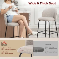 HOMCOM Set 2 Scaune de Bar cu Spătar și Suport pentru Picioare, Acoperire din Material Textil și Picioare din Oțel, Gri(m-4)