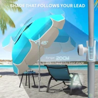 Outsunny Beach Umbrella Portable with Sand Anchor, Carry Bag, Adjustable Height & Tilt, UPF50+ UV Protection, Blue(m-6)