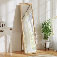 HOMCOM Miroir rectangulaire sur pied miroir de sol pour vestiaire salon salle de bain couloir 40 x 47 x 147 cm naturel(m-2)