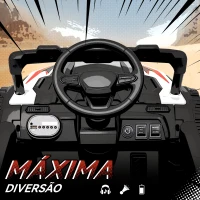 AIYAPLAY Carro Elétrico para Crianças 12V com 2 Motores Suspensão Traseira Faróis e Música 88x57,5x55,5 cm Branco(m-7)