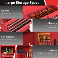HOMCOM Three-Part Steel Locking Tool Chest - Red(m-4)