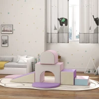 HOMCOM 7PCS Module motricité bébé parcours motricité bébé en mousse EPE pour enfants d'âge préscolaire, multicolore(m-10)