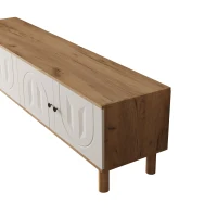 Parete attrezzata 3 pezzi, composta da mobile alto, mobile basso e pannello a parete, Colore naturale(m-6)