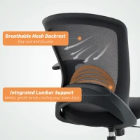 Scaun de Birou HOMCOM Respirabil și Reclinabil cu Înălțime Reglabilă, Negru(m-5)