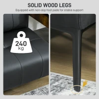 HOMCOM Canapea cu Două Locuri Fără Brațe în Piele Sintetică Capitonată cu Nasturi Negru(m-6)