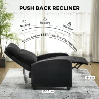 HOMCOM Fotoliu de Relaxare Reclinabil Manual cu Suport pentru Picioare din Țesătură Neagră(m-4)