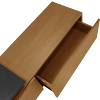 Mobile TV con illuminazione LED, spazio di archiviazione e ripiani in vetro, 170x33x33,5 cm, Nero+Colore naturale(m-6)