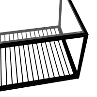 Tavolino da salotto con vetro temperato, con ampio spazio contenitivo, 110x48x35 cm, Nero(m-7)