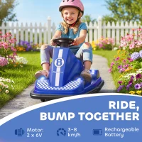 AIYAPLAY Kids Bumper Car, 360° Rotation Spin Electric Waltzer Car with LED Lights, Music for Ages 3-8 Years Old, Blue(m-4)