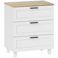 HOMCOM Comodă Modernă cu 3 Sertare 60x38x71 cm Albă și Culoare Lemn