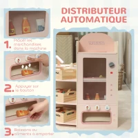 AIYAPLAY Supermarché pour enfant, marchande en bois, caisse enregistreuse, distributeur et accessoires, 90,7x60x73,8cm, vert(m-6)
