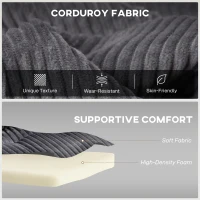 HOMCOM 2 Seater Click Clack Sofa Bed with Pull Out Design, Corduroy Upholstery - Charcoal Grey(m-6)