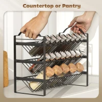 HOMCOM Suport pentru Condimente de Bucătărie cu 3 Rafturi Înclinate din Metal Negru(m-6)