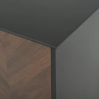 Buffet moderne à motif en chevrons, buffet avec 4 portes, 140x40x80 cm, Noir+Marron(m-8)