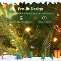 HOMCOM Ghirlandă de Crăciun de 60 cm cu Lumini Albe, Conuri de Pin, Boabe și Lederă(m-5)