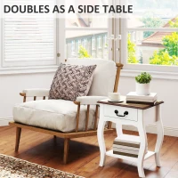 HOMCOM Noptieră Modernă cu Sertar și Raft Deschis din Lemn Alb și Lemn Natural(m-5)