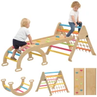 AIYAPLAY 8-in-1 Toddler Climbing Frame, Indoor Play Triangle Set with Slide, Arch and Triangle Ladder, Multicolour(m-10)