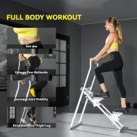 SPORTNOW klappbarer Vertical Climber Stepper mit verstellbarem Handgriff, rutschfesten Pedalen und LCD-Monitor, Weiß(m-4)