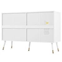 Cassettiera a 6 cassetti, con motivo geometrico e maniglie a forma di diamante, per camera da letto e soggiorno, 120x40x80 cm, Bianco(m-12)