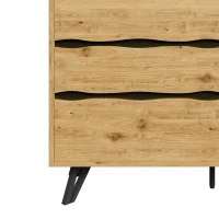 Credenza moderna con 6 cassetti, piedini in metallo, ampio spazio di contenimento, 120x40x75,5 cm, Colore naturale(m-7)