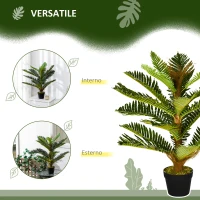 HOMCOM Pianta Artificiale di Palma con 18 Foglie e Vaso Incluso per Interni, Altezza 85 cm, Verde(m-5)