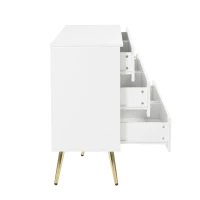 Cassettiera a 6 cassetti, con motivo geometrico e maniglie a forma di diamante, per camera da letto e soggiorno, 120x40x80 cm, Bianco(m-11)