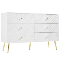 Cassettiera a 6 cassetti, con motivo geometrico e maniglie a forma di diamante, per camera da letto e soggiorno, 120x40x80 cm, Bianco(m-9)