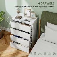 HOMCOM High Gloss Chest of Drawers, 4-Drawer Storage Cabinets, Modern Dresser for Bedroom, White(m-4)