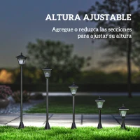 Outsunny Farola Solar Exterior Luz Solar Exterior Jardín Lámpara de Pie con Apagado Automático IP44 para Exteriores Patio Terraza 15x15x120 cm Negro(m-6)