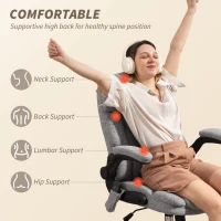 HOMCOM Scaun de Birou cu Masaj la 4 Puncte și Încălzire și Brațe Pliabile, Gri(m-6)