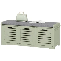 HOMCOM 3-Drawer Shoe Storage Bench - Green(m-11)