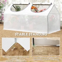 Outsunny Mini Greenhouse Portable Flower Planter Tomato Vegetable House for Garden Backyard with Zipper 120 x 60 x 60 cm, White(m-6)