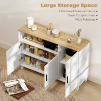 HOMCOM Dulap de Bucătărie cu Uși Amortizate, Compartiment Deschis și 2 Dulapuri Alb(m-4)