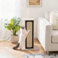 PawHut 63cm Cat Scratching Post, Cat Scratcher with Replaceable Scratching Board, Top Perch, Sisal Scratch Mat, Oak(m-8)