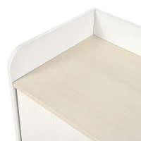 Credenza con 3 cassetti, ante scorrevoli a righe, 117,5x39,5x79 cm, Bianco(m-6)