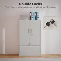 HOMCOM Dulap pentru Birou cu Raft Interior Reglabil și Sertar Alb(m-6)