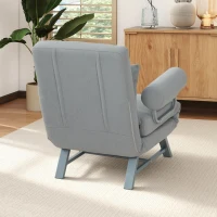 HOMCOM slaapfauteuil, gestoffeerde fauteuil, om te zetten naar gastenbed, ergonomisch, Lichtgrijs(m-9)