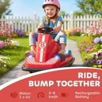 AIYAPLAY Kids Bumper Car, 360° Rotation Spin Electric Walzer Car with LED Lights, Music for Ages 3-8 Years Old, Red(m-4)