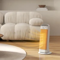 HOMCOM Sobă Electrică Ceramică 2000W, 4 Moduri și Încălzire Reglabilă, Oscilație 55°, Alb(m-8)