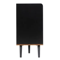 Credenza con 3 cassetti, ante scorrevoli a righe, 117,5x39,5x80 cm, Nero(m-9)