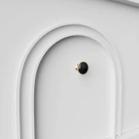 Mobile TV 4 ante, design elegante con frontale ad arco 3D, 160x38x55,5 cm, Bianco(m-6)