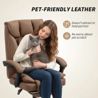 HOMCOM 155° Reclining Faux Leather Swivel Office Chair - Brown(m-5)